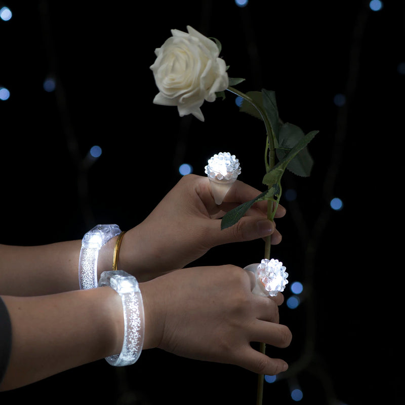 Lots de lunettes, bracelets et bagues lumineux LED blancs pour mariage, de 20 à 50 pièces