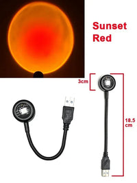 Lampe coucher de soleil USB à col flexible – dimensions de 18,5 cm et teinte rouge