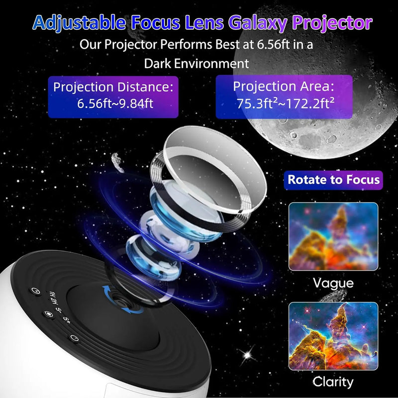 Projecteur galaxie veilleuse, 13 disques de film, minuterie, USB-C