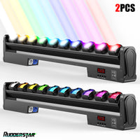 Lot de 2 barres LED à 10 faisceaux RGBW 25 W, rotation 230°, DMX, 98 cm