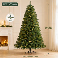 Sapin de Noël artificiel en PVC – sapin de 2,7 m avec guirlande LED USB