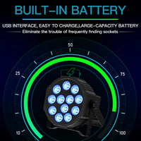 Pack de 4 PAR LED plats – batterie intégrée rechargeable par interface USB