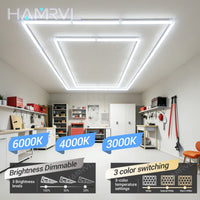 Plafonnier LED garage à cadre rectangulaire, simple ou double, de 46 x 92 à 230 x 460 cm