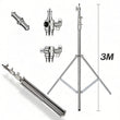 Trépied lumière 3 m, charge 10 kg, vis 1/4 et 3/8, argenté ou couleur, lot de 1 à 6