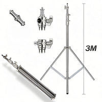 Trépied lumière 3 m, charge 10 kg, vis 1/4 et 3/8, argenté ou couleur, lot de 1 à 6