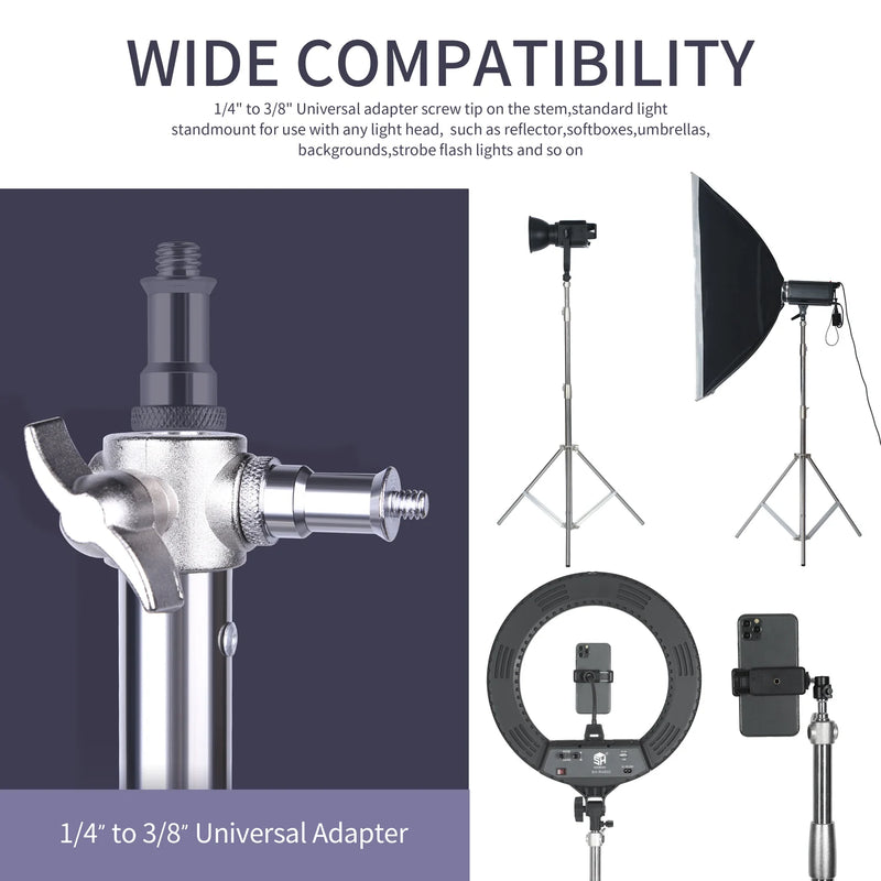 Trépied lumière en acier inoxydable 280 cm, pour ring light et softbox