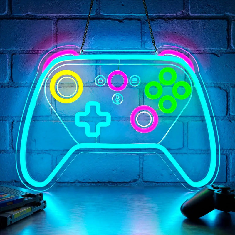 Néon gaming LED manette de jeu pour chambre de gamer, 9 modèles