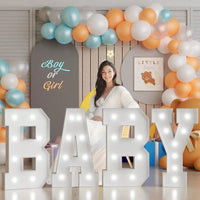 Lettre lumineuse géante 91,5 cm – BABY en lettres lumineuses pour une baby shower
