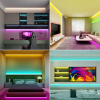 Bande COB multicolore – exemples d'installation : bureau de joueur, salon et chambre