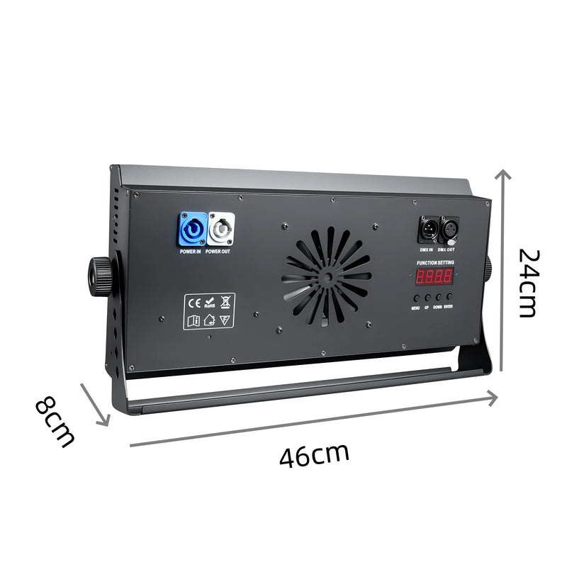 Stroboscope LED 400 W 5 en 1 – vue arrière et cotes