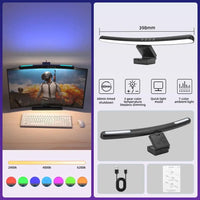 Barre lumineuse écran incurvée – modèle RGB de 398 mm avec minuterie de 60 minutes et trois blancs