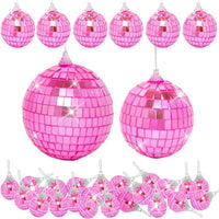 Boules à facettes déco en lot – lot de 28 pièces roses
