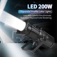 Lot de 2 projecteurs de découpe LED 200 W, blanc chaud et froid, zoom, DMX