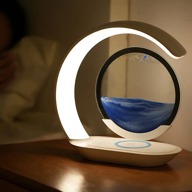 Lampe de table sans fil rechargeable à sable mouvant, chargeur 15 W