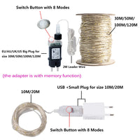 Guirlande lumineuse extérieur micro LED fil argenté, télécommande, 10 à 200 m