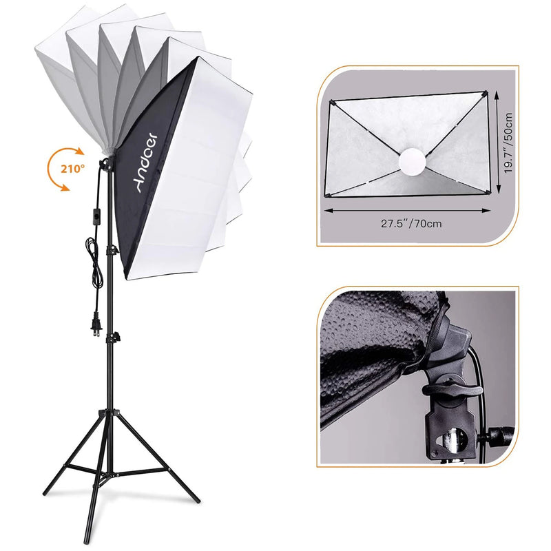 Kit softbox LED bicolore – softbox pivotante sur 210° et dimensions de 50 x 70 cm