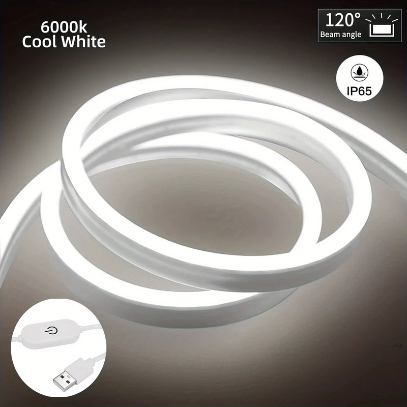 Ruban LED néon USB 5 V à capteur tactile, IP65, 1 à 5 m