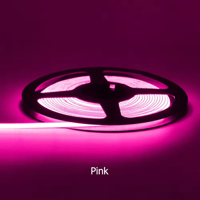 Ruban LED COB ultrafin – rouleau allumé en rose