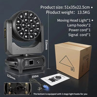Lyre LED œil d'abeille 19 x 40 W RGBW, zoom 3° à 60°, à l'unité ou par lot