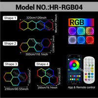 Éclairage LED hexagonal RGB pour garage, de 1 à 11 hexagones, application et télécommande