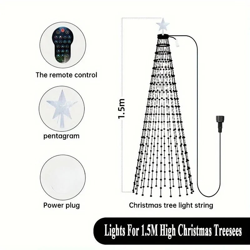 Guirlande sapin lumineuse en cascade RGB, application et télécommande, 1,5 à 2,1 m