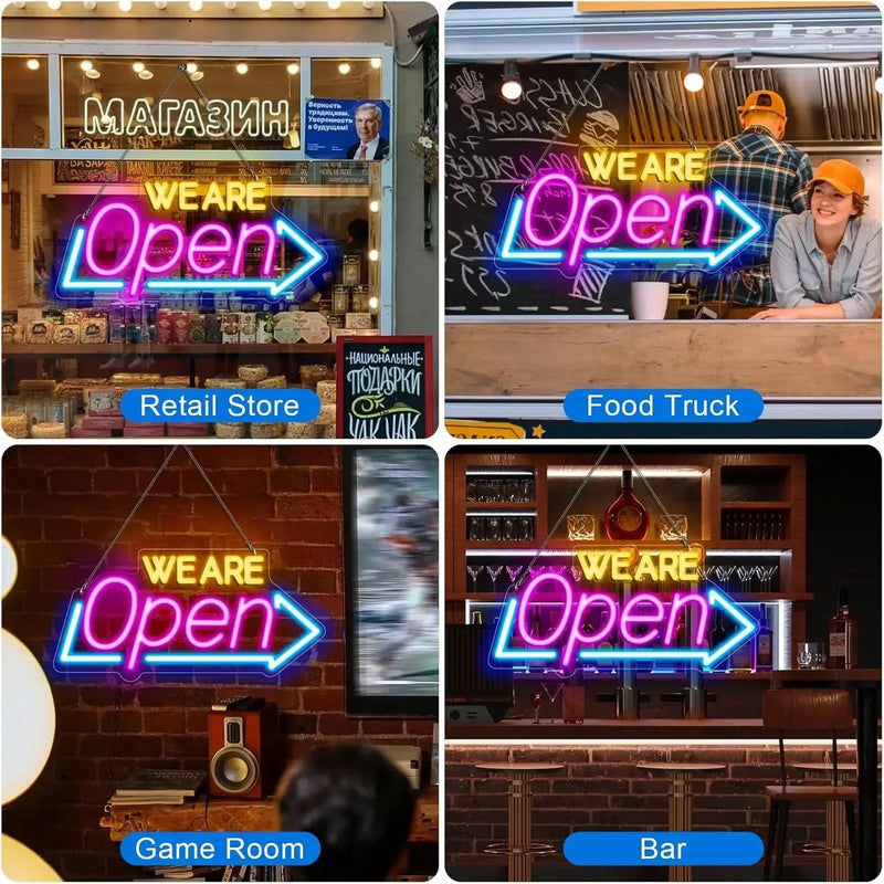 Panneau lumineux ouvert OPEN en néon LED, alimentation USB, 10 modèles