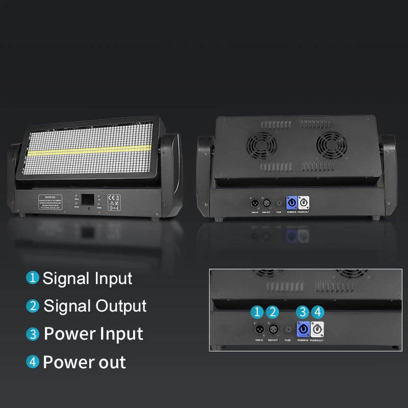 Stroboscope LED à tête mobile 400 W RGB et blanc, 12 zones, DMX