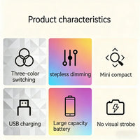 Veilleuse LED rechargeable tactile, télécommande, 3 teintes de lumière