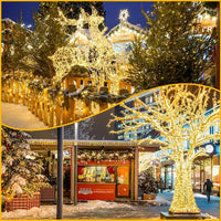 Guirlande féerique fil transparent – décorations lumineuses de Noël dans une rue