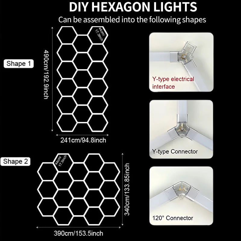Éclairage LED hexagonal de garage – vue 17