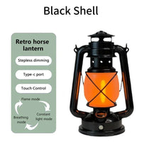Lanterne LED rechargeable vintage, effet flamme, 3 modes, USB-C, 25 cm