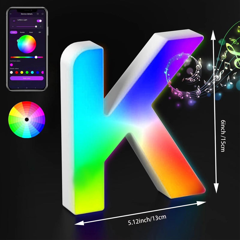 Lettres lumineuses LED RGB 15 cm – lettre K