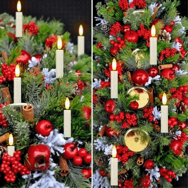 Bougies LED à clip – bougies à clip sur des branches de sapin garnies