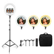 Ring light 18 pouces avec trépied de 100 à 200 cm ou support de bureau, 3 supports téléphone