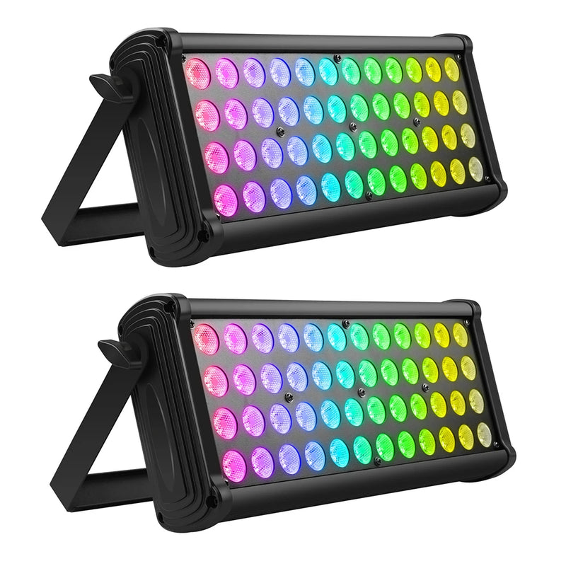 Lot de 2 projecteurs muraux LED RGB 48 LED, 80 W, DMX, effet arc-en-ciel