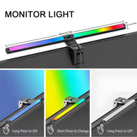 Barre lumineuse écran étudiants – barre de 40 cm en dégradé multicolore, appui long pour allumer et appui court pour changer de mode
