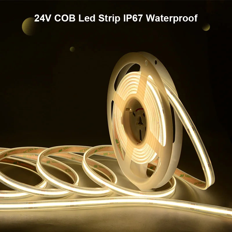 Ruban LED extérieur COB étanche IP67 24 V, 480 LED/m, 5 m