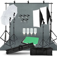 Kit studio photo à la pièce : 4 kits softbox et 4 cadres de fond de 2,4 x 4 m, 12 articles