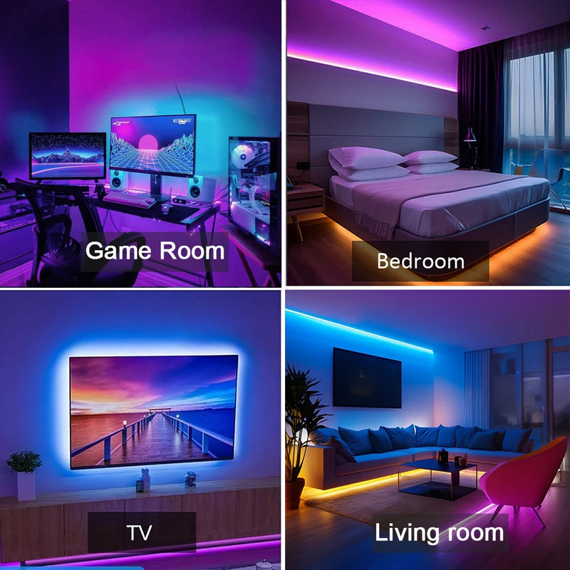 Bande LED RGB USB avec télécommande et application pour TV, 0,5 à 30 m