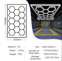 Éclairage LED hexagonal garage 14 hexagones 672 W, cadre couleur au choix