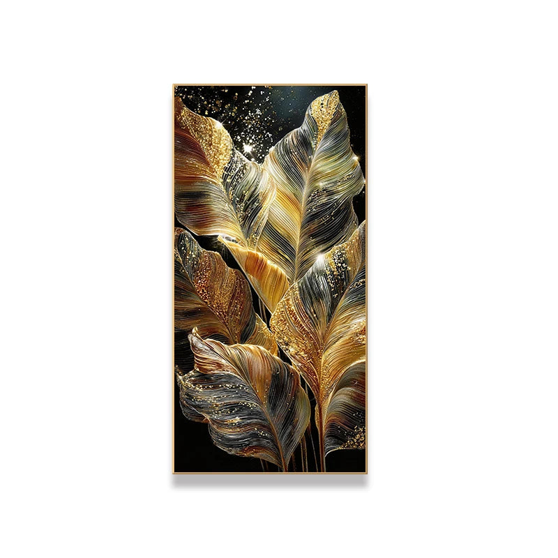 Tableau lumineux feuilles dorées – vue 9