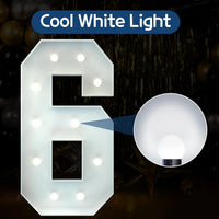 Chiffres lumineux géants 120 cm en carton mousse, blanc chaud ou blanc froid
