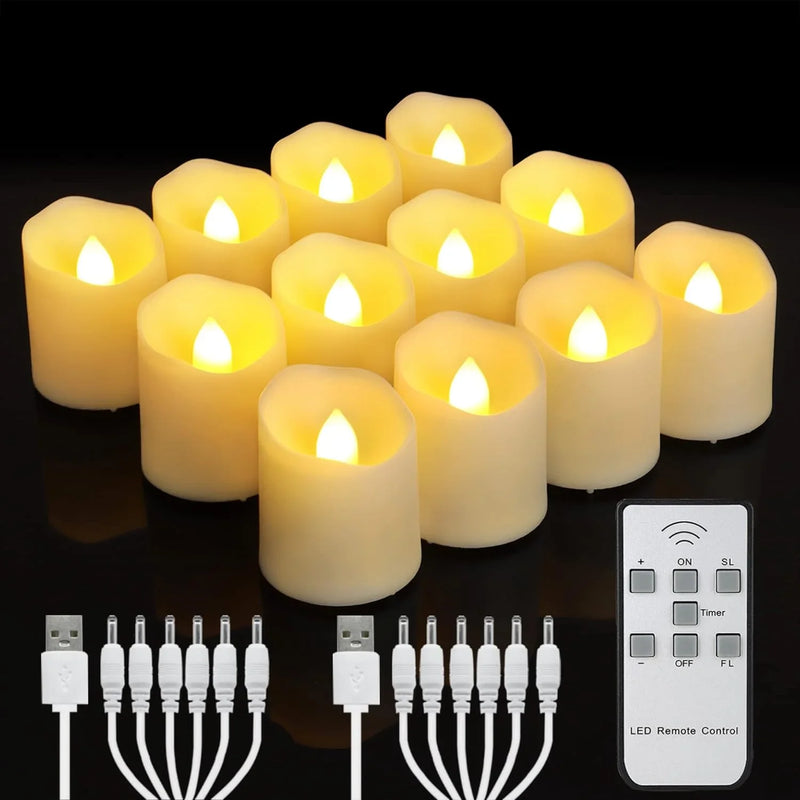 Bougies LED rechargeables à télécommande et minuterie, lot de 6 à 18