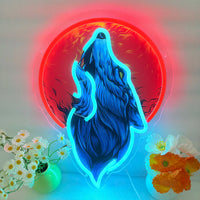 Néon loup et lune rouge – vue 7