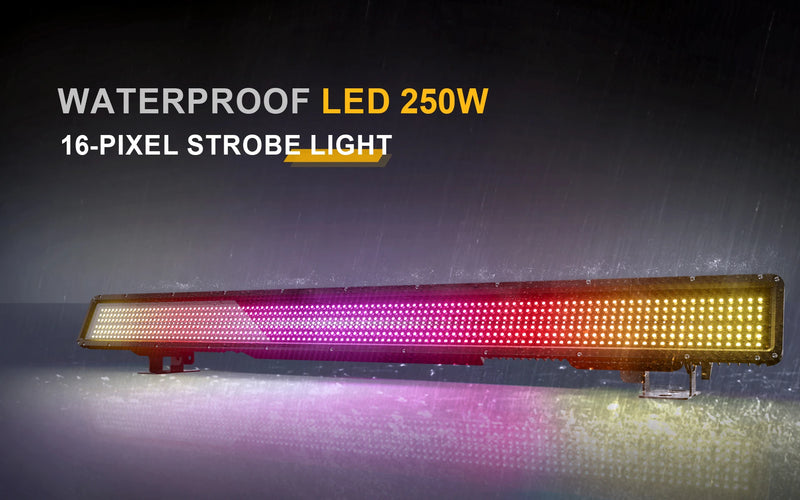 Barre stroboscope LED IP65 250 W – barre étanche sous la pluie, stroboscope 16 pixels