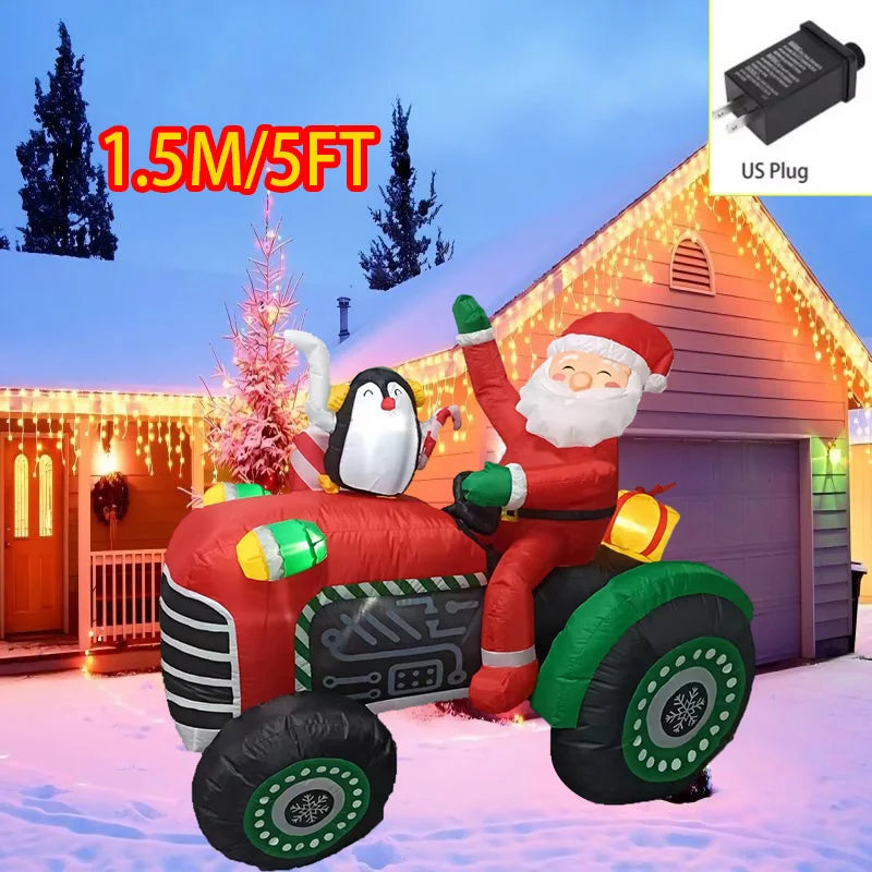 Décoration de Noël extérieure gonflable lumineuse : traîneau, train, tracteur ou camion