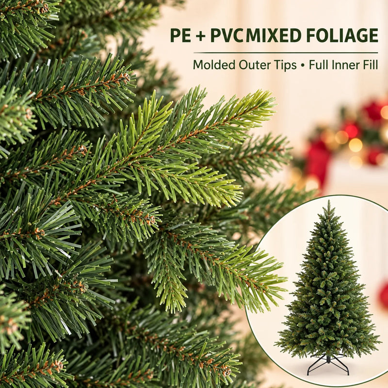Sapin lumineux artificiel PE et PVC avec LED, 120 à 180 cm
