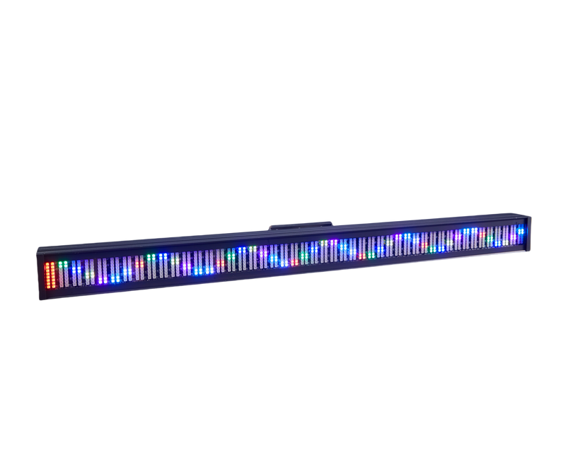 Barre LED stroboscope pixel – barre allumée multicolore sur fond noir