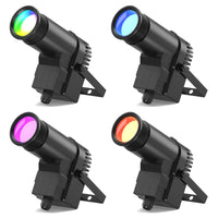 Pinspot LED RGBW 30 W – lot de 4 pinspots noirs aux lentilles colorées
