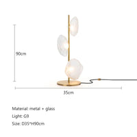 Lampadaire LED à globes en verre, pied noir ou doré, 90 ou 180 cm, 3 teintes de lumière